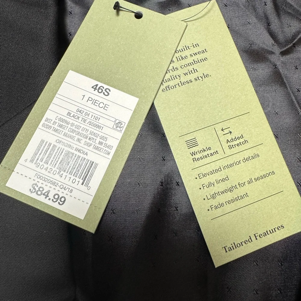 Goodfellow & Co Navy Sport Coat Modern Tailored Fit Wool Blend Suit Jacket - 46S - Picture 6 of 9